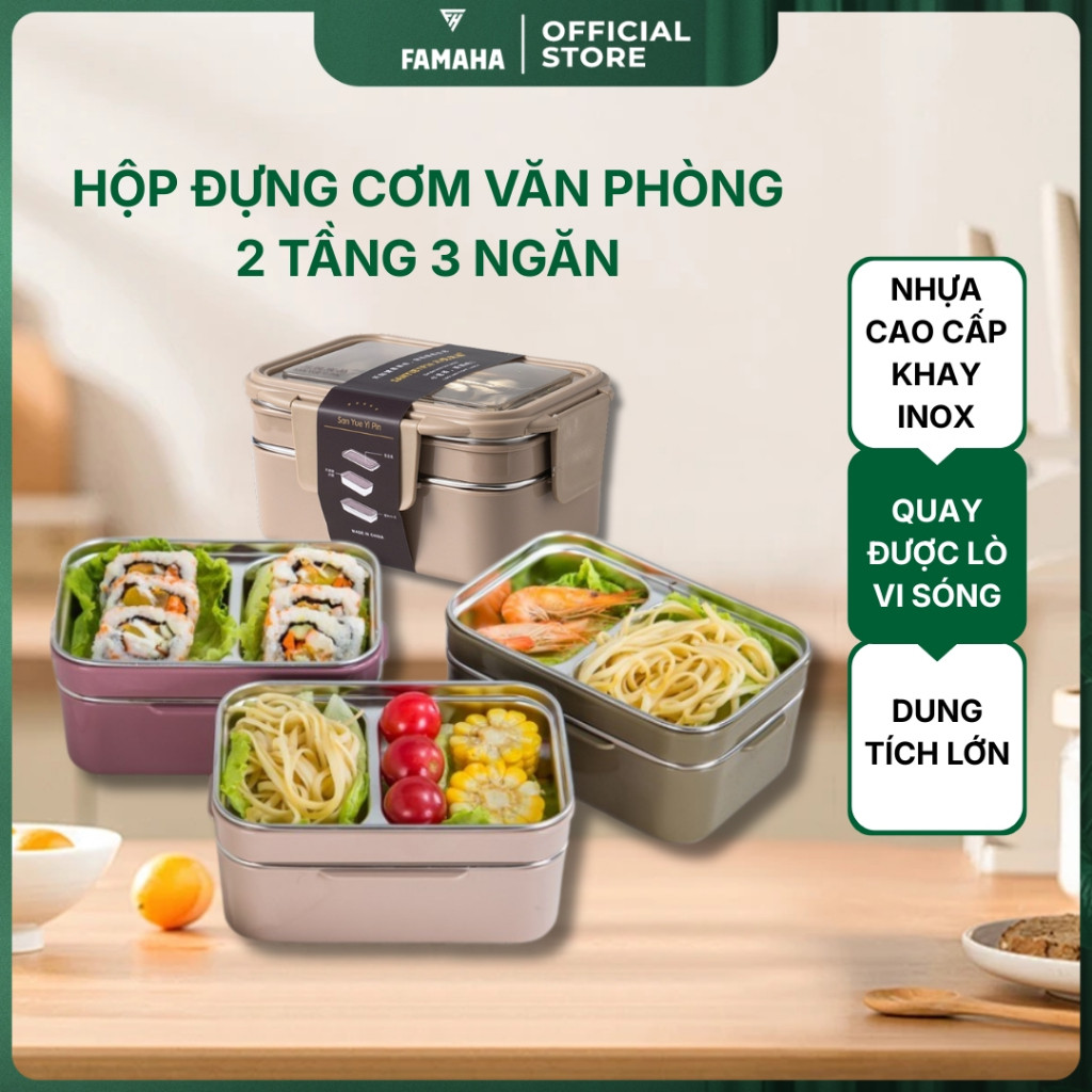 Hộp cơm văn phòng giữ nhiệt tốt, chia ngăn gọn gàng, dễ vệ sinh, quay được lò vi sóng.