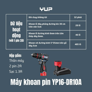 Máy Khoan Pin 16V YUPAI YP16 DR10A 10MM 3 Chức Năng – Khoan, Bắt Vít, Đảo Chiều, Bảo Hành Chính Hãng