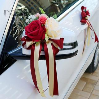 (TFT) Sáng Tạo Trang Trí Xe Cưới Tay Cầm Cửa Hoa Gương Chiếu Hậu Trang Trí Nhân Tạo Hoa Phụ Kiện Hôn Nhân Đạo Cụ Quà Tặng MỚI