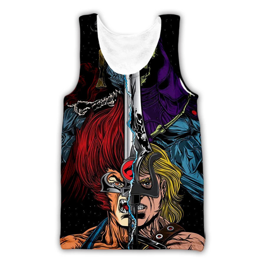Áo thun không tay cổ tròn họa tiết anime Thundercats 3D, phù hợp unisex