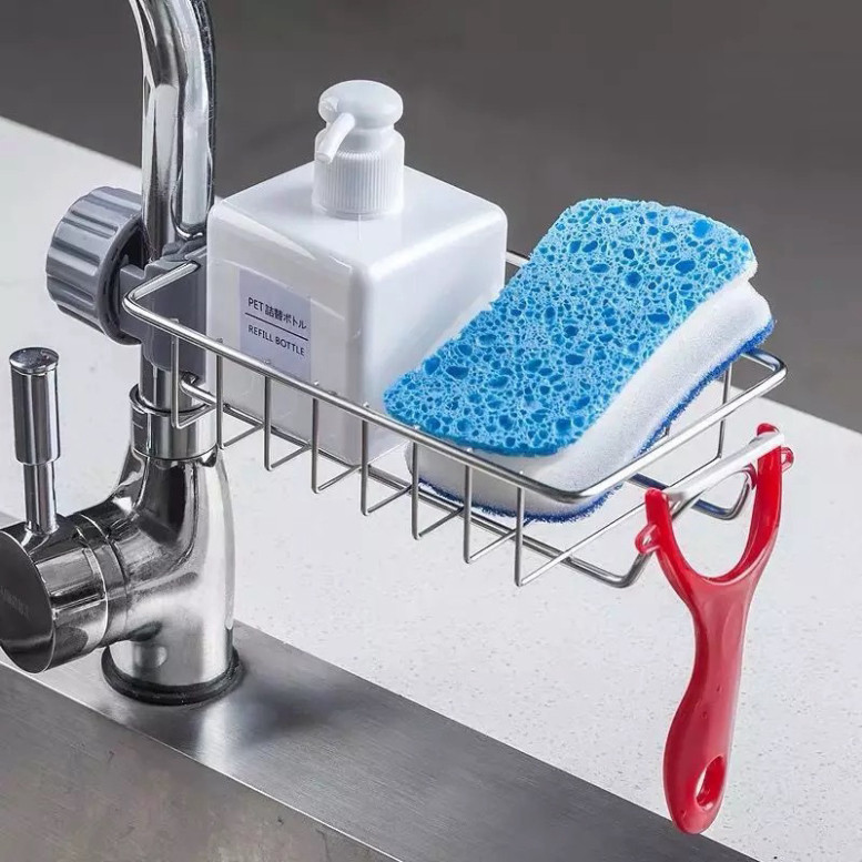 Giá Treo Vòi Đựng Đồ, Giẻ Rửa Chén Bát, Kệ Gắn Vòi INOX Để Đồ Giẻ Rửa Chén, Giúp Khu Bếp Luôn Khô Ráo, Sạch Sẽ