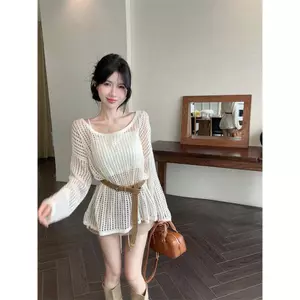Áo lưới nữ dài tay có tặng kèm thắt lưng phong cách mùa hè mát mẻ hottrend XIMIMI SP453