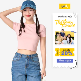 SALE⚡ Áo thun croptop nữ YODY vải rip dáng ôm body WYTS25S107