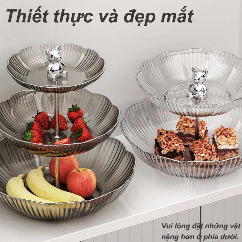 Khay đựng kẹo trái cây 3 tầng hình gấu nhựa cao cấp thân thiện môi trường trang trí nhà cửa phù hợp
