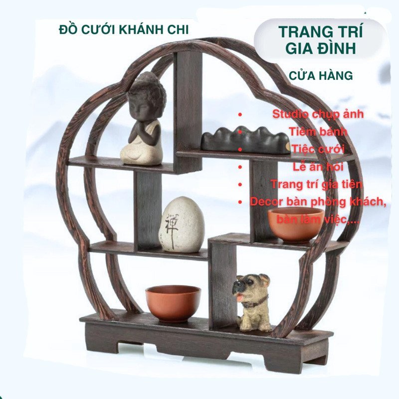 Kệ hoa mai nhựa giả gỗ nhiều ngăn chống thấm nước chắc chắn dễ lau chùi trưng bày cưới nội thất