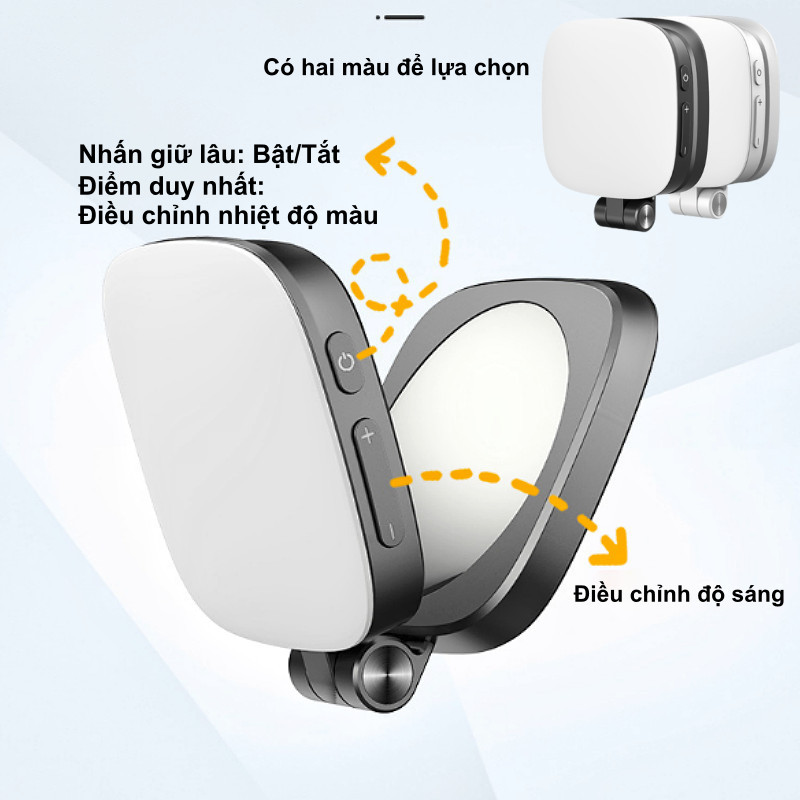 Đèn Selfie Từ Tính Kèm Gương 48LED CRI Cao Pin 850mAh Sạc Type-C Điều chỉnh sáng/màu Gắn MagSafe