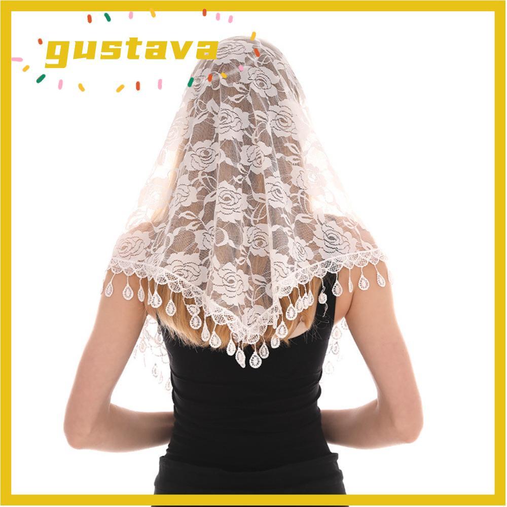 Khăn quàng cổ tam giác GUSTAVA, Khăn choàng hoa hồng Jacquard nguyên khối dành cho nữ, Băng đô cầu nguyện cho nhà thờ đám cưới bằng vải Polyester