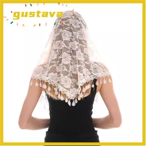 Khăn quàng cổ tam giác GUSTAVA, Khăn choàng hoa hồng Jacquard nguyên khối dành cho nữ, Băng đô cầu nguyện cho nhà thờ đám cưới bằng vải Polyester