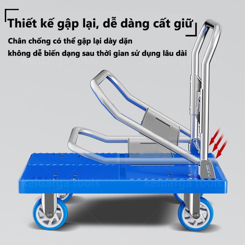 Xe đẩy hàng Xe Đẩy Gấp Gọn chống ồn siêu bền Tải trọng Lớn 150KG Tiện Lợi 4 bánh xe