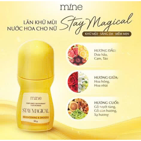 [GIFT] Lăn Khử Mùi Nữ Hương Nước Hoa Mine Dưỡng Trắng Sáng Da Niacinamide, Thơm Lâu Khử Mùi 50G