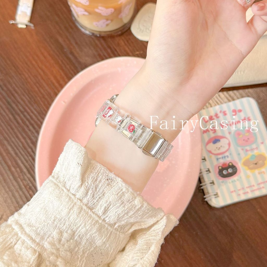 Dây đeo thể thao KT dễ thương cho Xiaomi Mi Band 10Pro 9 8 Pro Vòng đeo tay thay thế cho Redmi Watch 6 5 4 Dây đeo cổ tay Acrylic