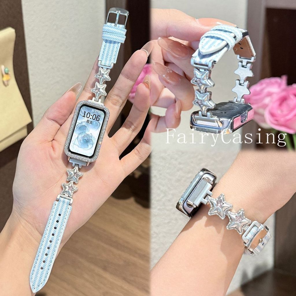 Dây đeo vải sọc ngôi sao thời trang cho Huawei Band 11 Pro 8 9 10 Dây đeo cổ tay Brecelet Huawei Watch Fit 3 4 Dây đeo đồng hồ