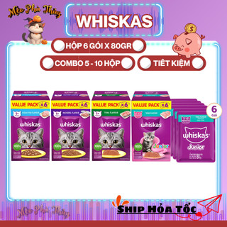 [Thùng 10 Hộp] Pate Cho Mèo Whiskas 80g (Tổng 60 Túi) - KHÔNG LO XẸP VÍ