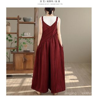 Bộ áo liền quần dáng rộng cổ chữ V dành cho nữ - Khuyến mãi khách mới
