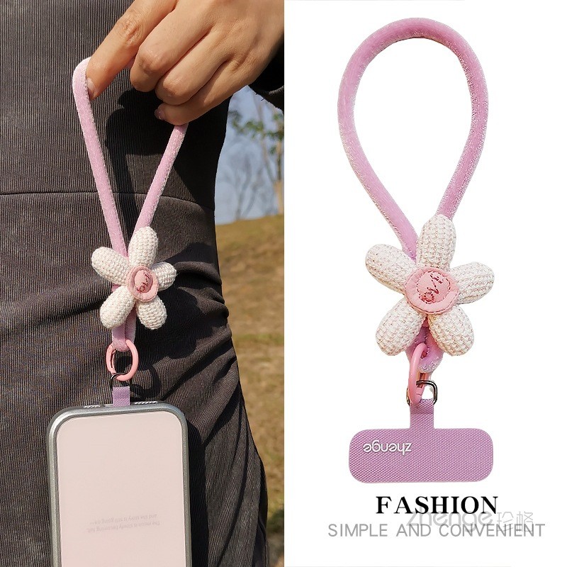 Dây Điện Thoại Di Động Nữ Cổ Tay Ngắn ins Đơn Giản Thời Trang Hoa Flannel Mạnh Mẽ Bền Thoải Mái Không Mạnh Ngoài Trời