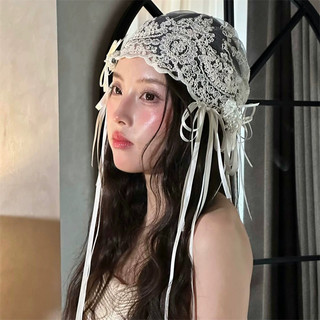 1 Chiếc Mới Pháp retro Cô Dâu Ren nơ Băng Đô Mũ