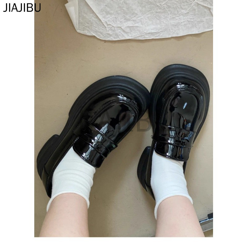 Size 34-45 Giày Da JK Kiểu Anh, Mũi Tròn, Đế Dày, Chống Trơn Trượt, Màu Đen Mờ, Chất Liệu Da Cao Gót, Thích Hợp Đi Học. 44 Giày Lười Kiểu Lolita Nhật Bản Cổ Điển Cỡ Lớn Dành Cho Phụ Nữ Và Bé Gái 43 Korean Fashion Patent Leather Mary Jane Shoes 42