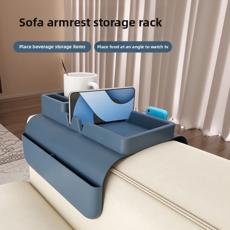 Sofa Cốc Silicone Sofa Tay Khay Có Túi Bên Khe Cắm Kép Đồ Uống Ăn Nhẹ Bảo Quản Điện Thoại Điều Khiển Từ Xa Tổ Chức