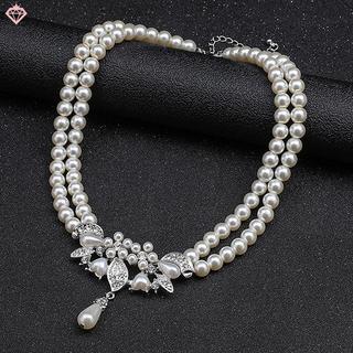 Thời trang bông tai ngọc trai giả hai lớp, thiết kếnelace sang trọng