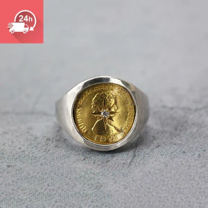 Nhẫn vintage handmade kim cương dát bạc Thái hình học, phù hợp nam nữ.
