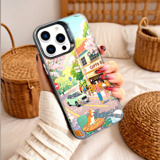 Ốp Lưng Iphone Phim hoạt hình thời trang Cho Iphone 7 xs xr 11 12 13 14 15 16 Pro Max Plus  leisure cafe coffee road