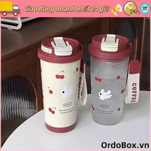 Bình Nước ORDOBOX, Cốc Nước Uống Đôi Chống Rò Rỉ, Dây Mang Dung Tích Lớn Di Động 550ml Cốc Cà Phê Sinh Viên
