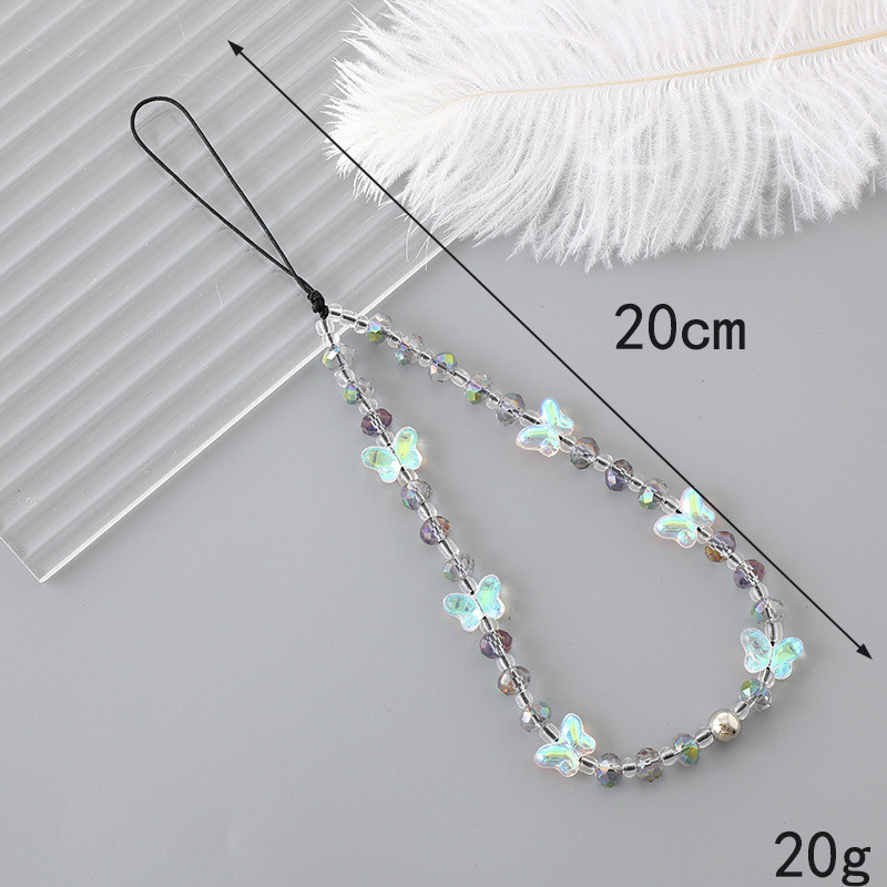 Dây đeo điện thoại gấu xinh bướm hạt trang trí, chống mất mát, phụ kiện trang trí túi xách tiện lợi