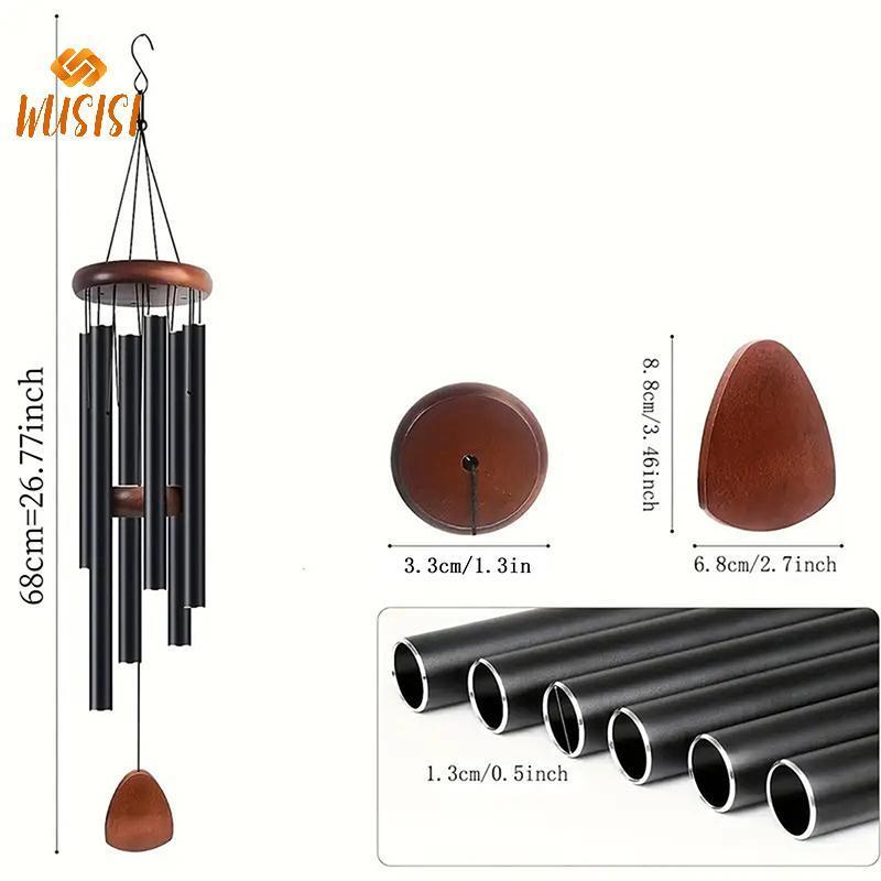 [WUSISI] Chuông gió ống nhôm 26 Inch cổ điển có thẻ treo bằng gỗ Trang trại Sân thượng Sân vườn Ban công Trang trí hành lang MỚI