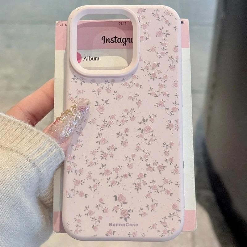 Bông hồng nhỏ được áp dụng cho iphone 16/15/14 vỏ 16promax gạo nếp vỏ 13 mềm 12/11