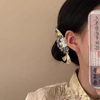 MAUROPOLI [Hàng có sẵn] Cá chép đỏ có vàng ~ Retro Đỏ Cá Koi Cân Tóc Nữ Niche Kẹp bên độc đáo Phụ kiện đầu lễ hội năm