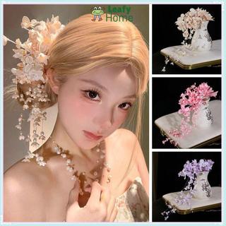 Kẹp tóc LEAFYHOME - Side Flower Hair Clip, Phong Cách Trung Quốc Sang Trọng Cho Cô Dâu