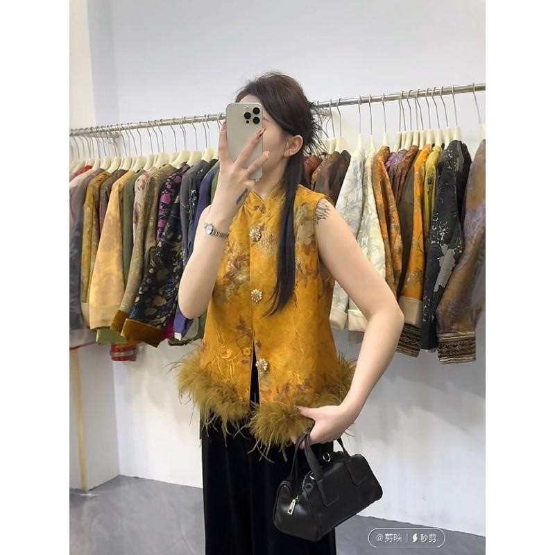 Retro Vest Quilting Chất Lượng Cao Phong Cách Trung Hoa, Thích Hợp Mặc Mùa Thu