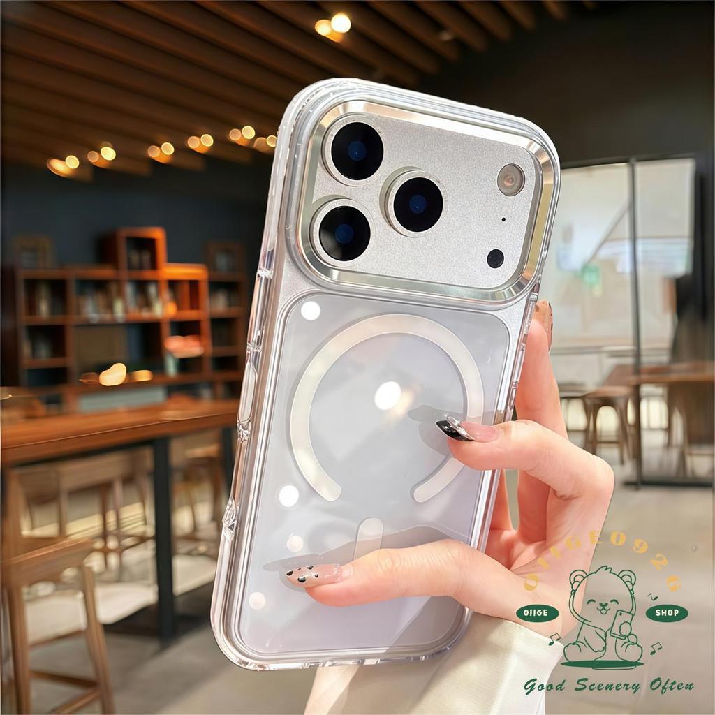 【 Ốp lưng iPhone17 】 Ống kính kim loại túi khí pha lê băng từ tính Vỏ điện thoại iphone17 Pro Max cho vỏ iPhone Vỏ mềm silicon TPU chống sốc