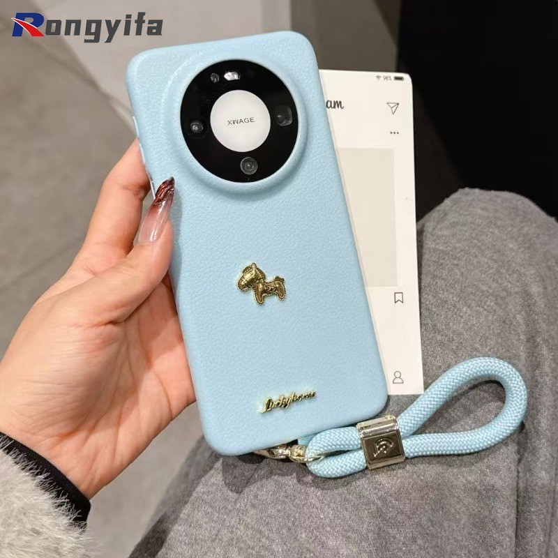 Ốp Điện Thoại Năm Mới Pony Dễ Thương Cho Honor X9D X9C Smart X9B X70 X60 X50 GT Pro Magic 7 6 Lite 5G Bao Da Vải PU Vỏ Mềm Chống Sốc Có Dây Buộc