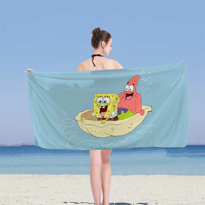 Khăn tắm hoạt hình SpongeBob SquarePants cỡ lớn, dùng ngoài trời, đi biển và gia đình