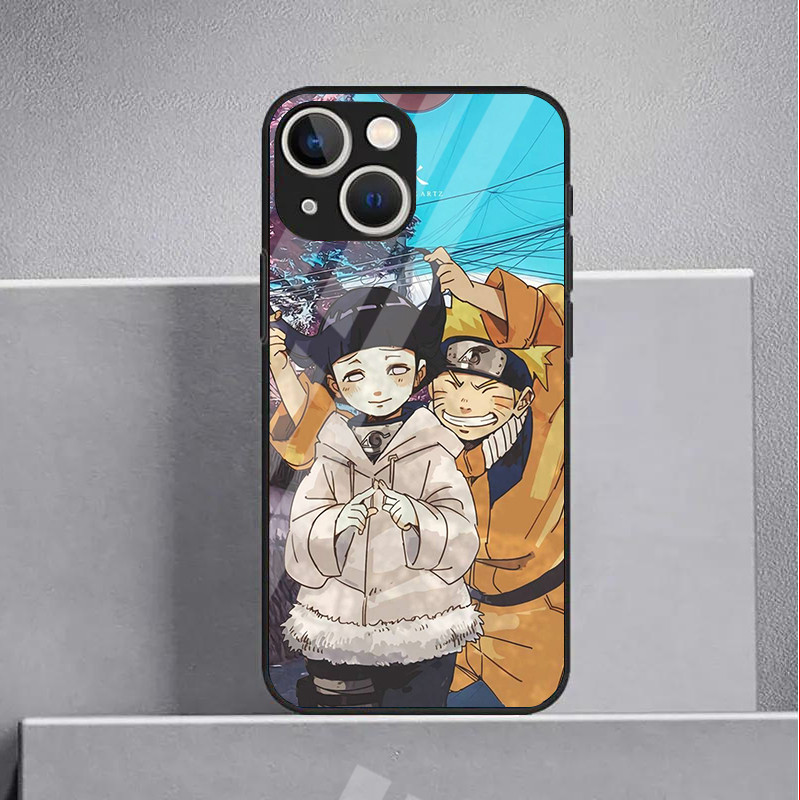 Ốp Điện Thoại Thủy Tinh naruto Và hinata Cho IPhone 16 15 14 13 12 11 Pro XR XS Max Plus Mini X XR 8 7 6s SE2 / 3