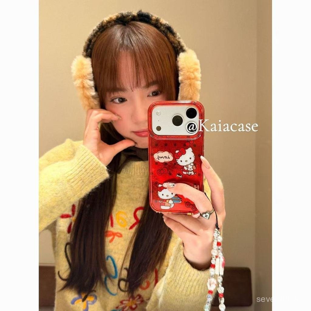 Ốp Điện Thoại Thích Hợp Cho iPhone 7 8 X XS XR XSMAX 11 12 13 14 15 16 17 Pro max Plus Air Dễ Thương Polka Dot kitty Cat Chain Vỏ Bảo Vệ Chống Sốc Bao Gồm Tất Cả QIZL