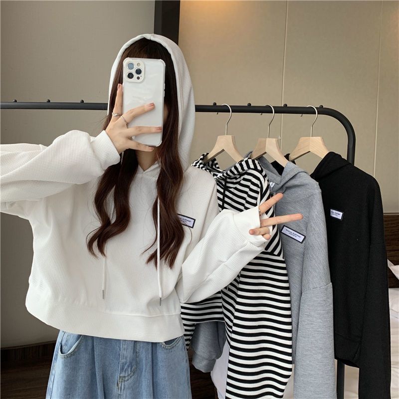 Áo hoodie nữ dáng rộng có mũ trùm đầu, phiên bản Hàn Quốc phù hợp mùa thu đông