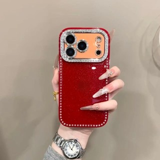 Sang Trọng Flash Đỏ Bảo Vệ Toàn Diện Kim Cương Edge Ốp lưng iPhone17 16 15 14 13 Pro Max Chống Sốc Bảo Vệ Camera Ốp Lưng Cứng Chống Rơi