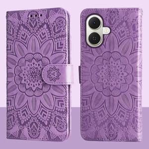 Ví da từ tính Flip Case cho Tecno Spark Go 2 KM4 Vỏ điện thoại hoa hướng dương dập nổi