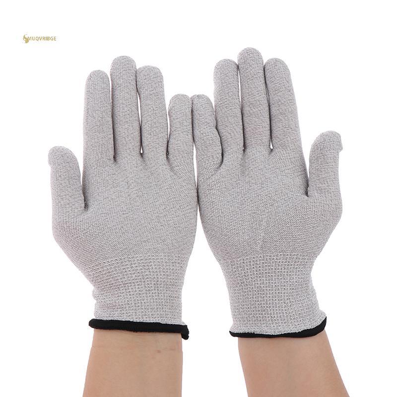 MUQV 1 Cặp Găng Tay Điện Cực Sợi Bạc Dẫn Điện Miếng Lót Massage Điện Trị Liệu n