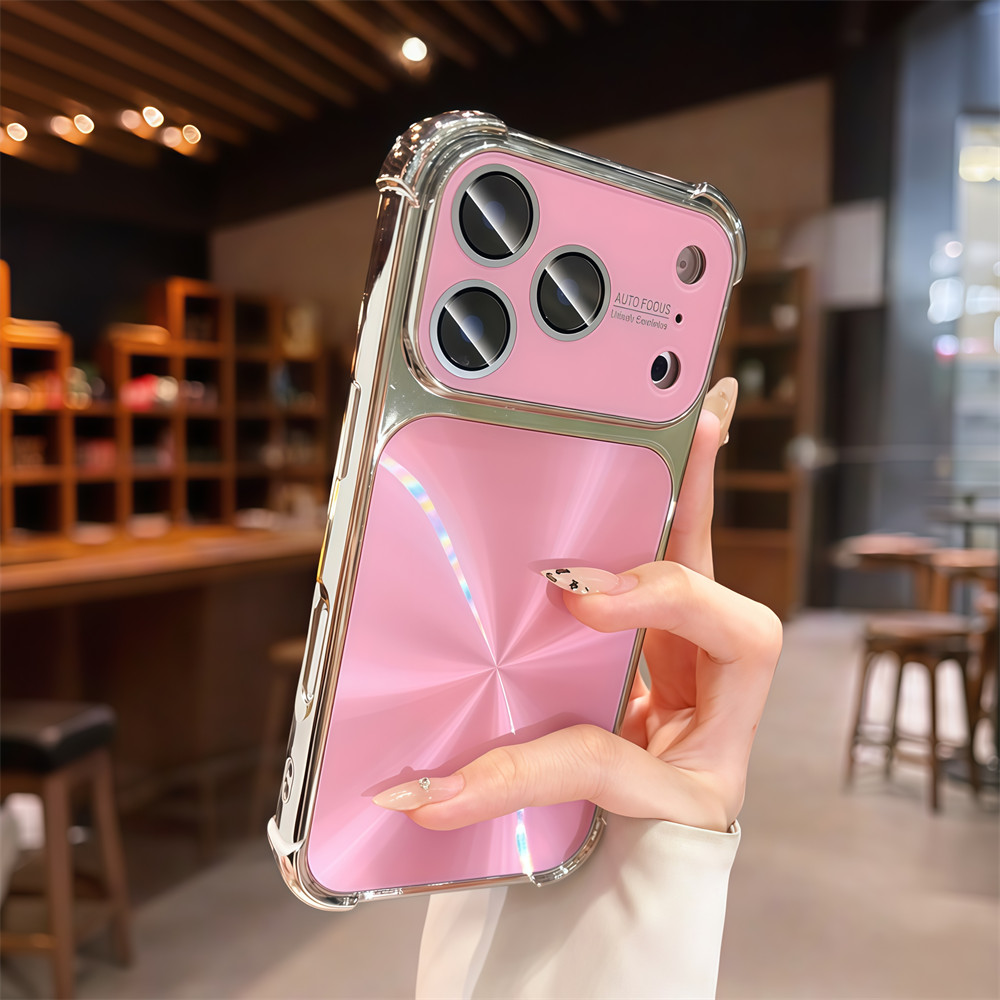Ốp điện thoại họa tiết CD bốn góc chống rơi mạ điện cho iPhone 17 Pro Max 13 14 15 16 pro max Phim bảo vệ gương chống rơi Vỏ mềm bảo vệ điện thoại