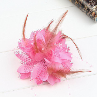 Phụ Nữ Tóc Lưới Hoa Lông Vũ Hạt Corsage Trâm Cài Cô Dâu Barrettes
