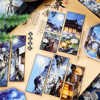 JIANWU Bốn Mùa Vườn Sâu Series Vintage Hoa Sân Phong Cảnh Chất Liệu Cắt Dán PET Nhãn Dán Sáng Tạo Tạp Chí Văn Phòng Phẩm