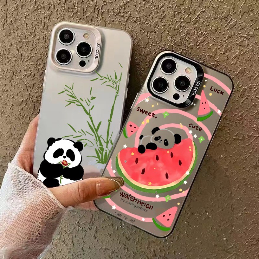 Dành Cho iPhone 11 12 13 14 15 16 17 Pro MAX 14 15 16 Plus Phim Hoạt Hình Sáng Tạo Panda Matte Vỏ Điện Thoại Chống Sốc