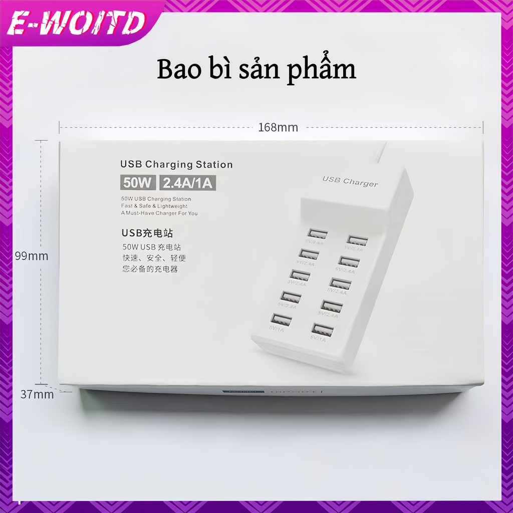E-WOITD Cổng USB 10 trong 1 Sạc Đa Năng Điện Thoại Di Động 5V Đa Năng Tương Thích Rộng Rãi Cho Hoa Kỳ EU HNVN