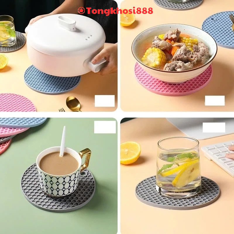 Miếng Lót Nồi Silicon 17cm Cách Nhiệt Hình Tổ Ong T2