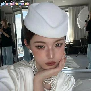 Mũ Nồi Vintage Tiếp Viên Hàng Không - Phong Cách Retro với Kẹp Tóc Thời Trang