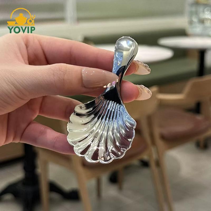 YOVIP 1 / 2 / 3 Vỏ Thìa Trà Inox Khuấy Sundae Cà Phê Trà Thìa Tráng Miệng Khuấy Đồ Dùng Cà Phê Mini Cà Phê VN