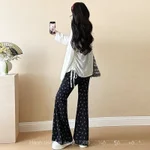Mùa Xuân Phong Cách Mới Phiên Bản Hàn Quốc Thời Trang Mỏng Hơn Nhìn Xếp Ly Ngôi Sao Rời Áo Thun Giảm Tuổi Bộ Đồ Bà Bầu Hai Mảnh Mặc 92GG — ảnh 5